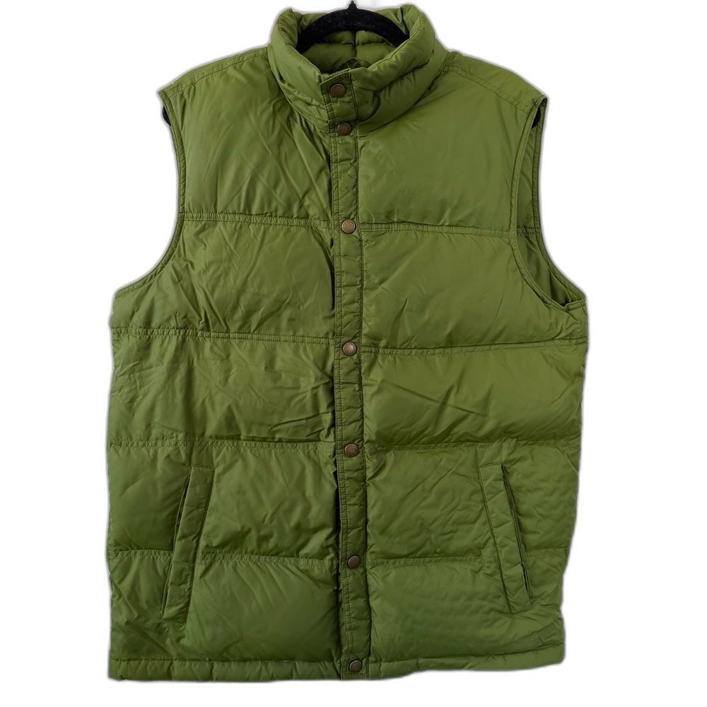 Lands' End Men's Olive Green Down Filled Puffer Vest Medium Gorpcore Utility